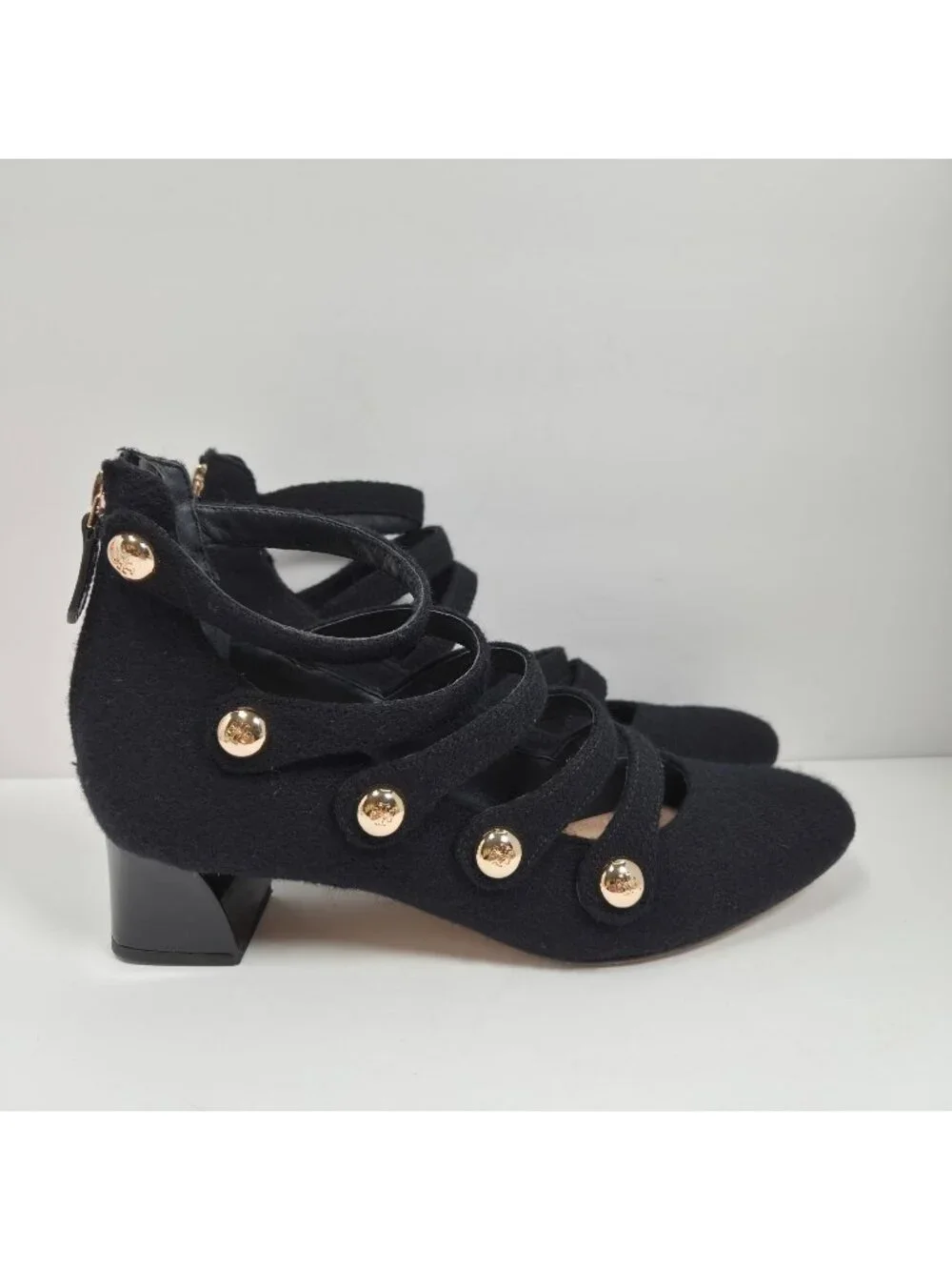 Tory Burch Marisa Women's Black Suede Studded Strappy Heels US Size 10M
